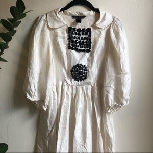 Marc Jacobs white silk dress, black jeweled detail